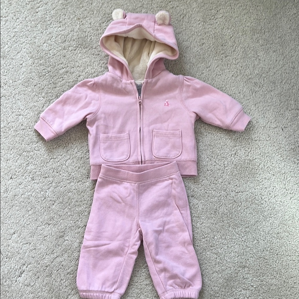 Pink Baby Hoodie and Pants Set